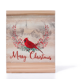 Thumbnail 1: 8x10 Merry Christmas Red Cardinal Standing Wood Picture 