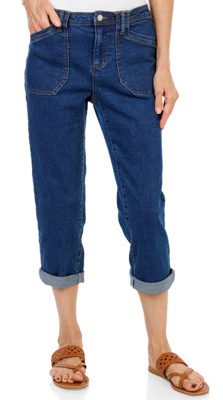 Thumbnail 1: Kate Park Women's Petite Mid-Rise Cuffed Capri Jeans  