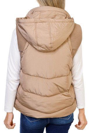 Thumbnail 2: Stoosh Women's  2 Pocket Zip Up Puffy Vest with Hood 