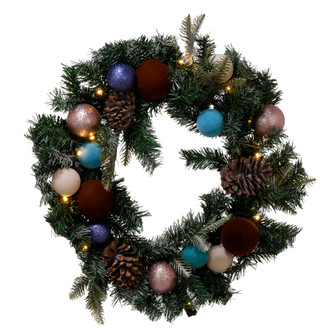 Thumbnail 1: Magical Season 24 in LED Christmas Wreath with Glitter Balls & Pinecones 