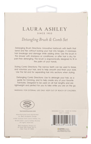 Thumbnail 2: Laura Ashley 3 Pc Detangling Brush & Comb Set 