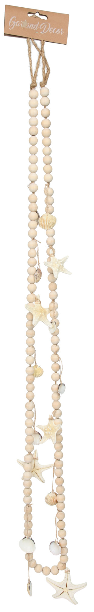 Thumbnail 4: Fancy That Gift & Decor 65 in Coastal Wooden Bead & Starfish Garland Decor 