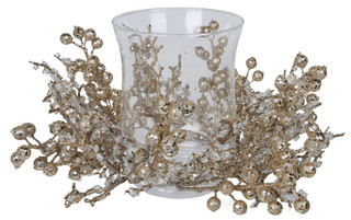 Thumbnail 1: Supreme Silk Gold Christmas Ice Berry Glass Bowl Accent 