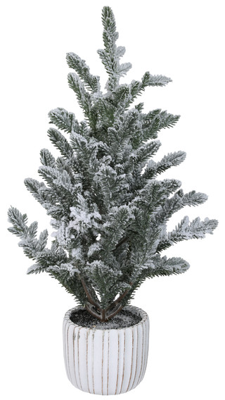 Thumbnail 1: Supreme Silk 22 in Snow Covered Pine Tree Decor  