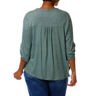 Thumbnail 5: Democracy Women's Plus Quarter Button Top  