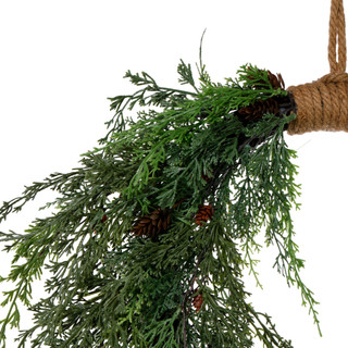Thumbnail 2: 28 in Christmas Cedar Wreath with Pinecones & Rope Hanger 
