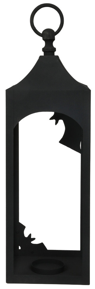 Thumbnail 2: Global Collection 24.5 in Handmade Halloween Iron Bat Lantern Decor 