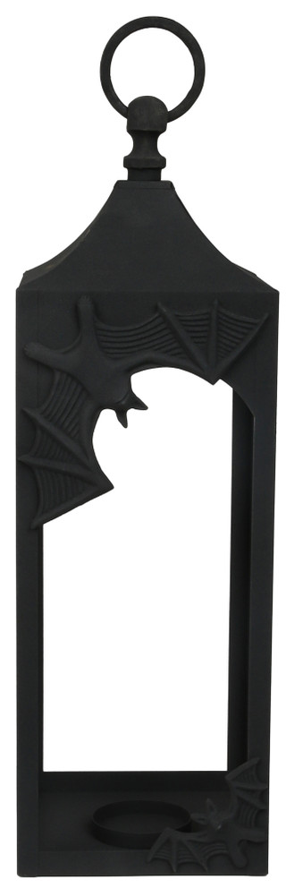 Thumbnail 1: Global Collection 24.5 in Handmade Halloween Iron Bat Lantern Decor 