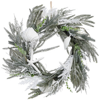 Thumbnail 1: Magical Season 20 In White Coastal Starfish Christmas Wreath 