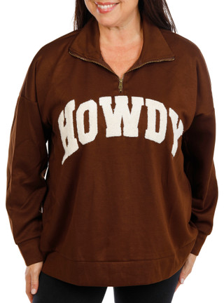 Thumbnail 1: Anneliese Women's Plus Quarter Zip Embroidered Sweatshirt 