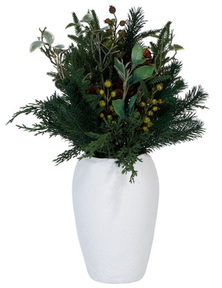 Thumbnail 1: Supreme Silk 22 In Faux Floral Pine Berry Christmas Mix w/ Pot  