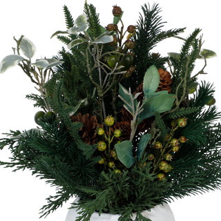 Thumbnail 2: Supreme Silk 22 In Faux Floral Pine Berry Christmas Mix w/ Pot  