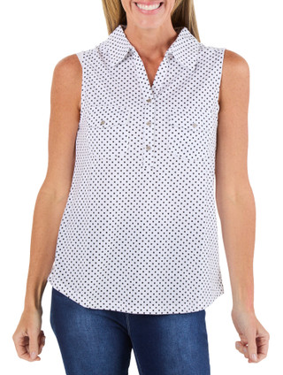 Thumbnail 1: Emily Daniels Women's Sleeveless 3 Button 2 Pocket Top 