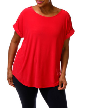 Thumbnail 2: Ava & Grace Women's Plus Button Shoulder Top  
