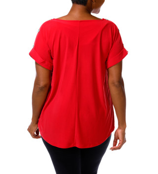 Thumbnail 3: Ava & Grace Women's Plus Button Shoulder Top  
