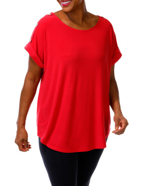 Thumbnail 1: Ava & Grace Women's Plus Button Shoulder Top  