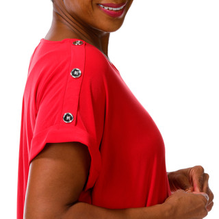 Thumbnail 4: Ava & Grace Women's Plus Button Shoulder Top  