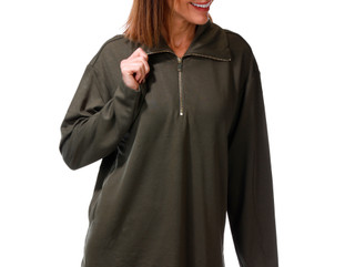 Thumbnail 4: JONES NEW YORK Women's 2 Pc Quarter Zip Top & Wide Leg Pants Set 