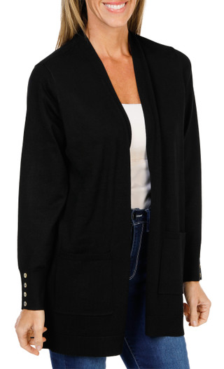 Thumbnail 1: Cyrus Women's Open Front 2 Pocket Cardigan with Button Details 