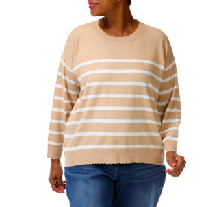Thumbnail 1: Tahari Women's Plus Scalloped Trim Sweater 