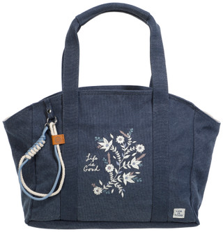 Thumbnail 1: Life is Good Large Embroidered Carryall Tote with Paracord/Rope Charm 