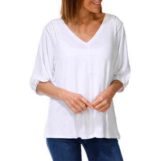 Thumbnail 1: Kate Park Women's 3/4 Sleeve V-Neck Top 