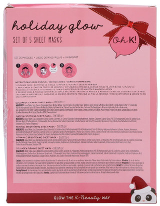 Thumbnail 2: OH K! 5 Pk Holiday Glow Sheet Masks  