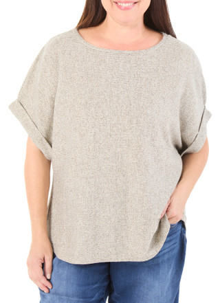 Thumbnail 1: MAX STUDIO Women's Plus Short Sleeve Rib Top 