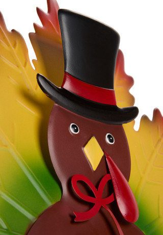 Thumbnail 2: Autumn Gatherings 30 in Harvest Turkey with Pumpkin Yard Stake 