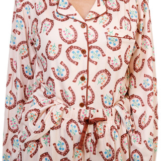 Thumbnail 2: Haute Dreamz Women's 2 Pc Horseshoes & Flowers Pajama Pants Set 