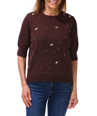 Thumbnail 1: Nanette Lepore Women's Short Sleeve Embellished Knit Sweater 