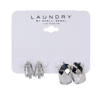 Thumbnail 1: LAUNDRY BY SHELLI SEGAL 2 Pk Silver Hoop Earrings 