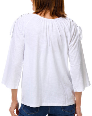 Thumbnail 2: Stella Parker Women's 3/4 Sleeve Off-the-Shoulder Top w/ Metal Rings 