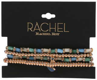 Thumbnail 1: RACHEL ROY 3 Row Gold Tone Beaded Stretch Bracelet 