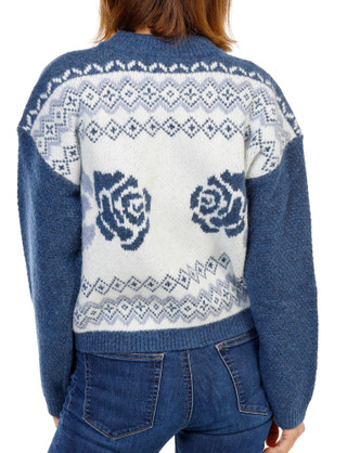Thumbnail 2: Lucky Brand Women's Zip Up Bomber Sweater with Roses 
