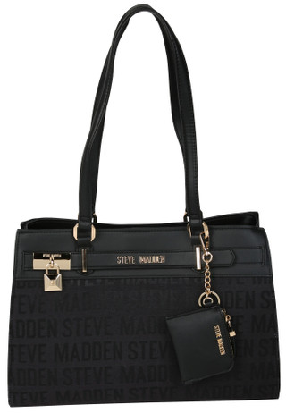 Thumbnail 1: Steve Madden Triple-Compartment Logo Jacquard Tote w/ Zippered Pouch 