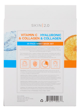 Thumbnail 3: Skin 2.0 10 Pk Brightening & Hydrating Facial Mask Sheets 