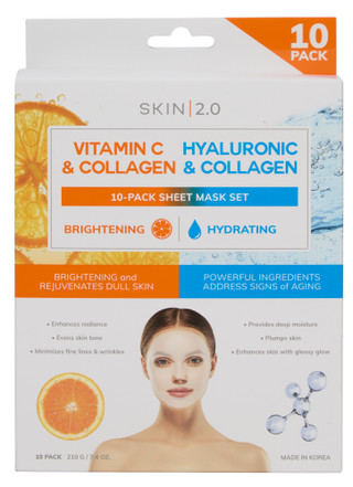 Thumbnail 2: Skin 2.0 10 Pk Brightening & Hydrating Facial Mask Sheets 