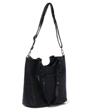 Thumbnail 4: Anneliese Embossed Braided Handled Tote with Bead & Tassel Charms 
