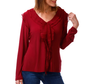 Thumbnail 2: Tommy Hilfiger Women's Long Sleeve Flutter V-Neck Blouse 
