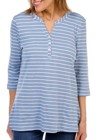 Thumbnail 3: Lands End Women's 3/4 Sleeve Henley Top  