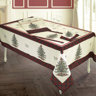 Thumbnail 2: Spode 60x120 Christmas Tree Tartan Oblong Tablecloth 