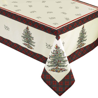 Thumbnail 2: Spode 60x102 Christmas Tree Tartan Tablecloth 