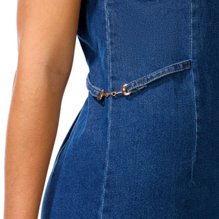 Thumbnail 1: JAPNA Junior's Short Sleeve Denim Side Buckle Dress 