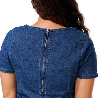 Thumbnail 5: JAPNA Junior's Short Sleeve Denim Side Buckle Dress 