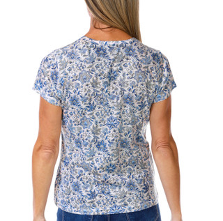 Thumbnail 2: Milano Women's Short Sleeve Floral V-Neck Top 