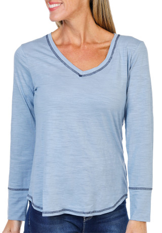 Thumbnail 2: Blue Sol Women's Long Sleeve V-Neck Luxey Tee  
