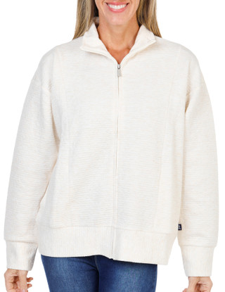 Thumbnail 3: Lands End Women's Long Sleeve Bubble Jacquard Zip Jacket  