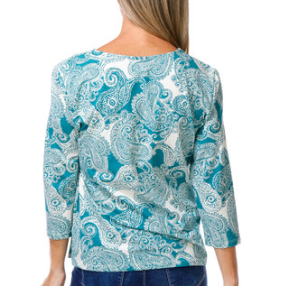 Thumbnail 3: Hearts of Palm Women's 3/4 Sleeve Paisely Scoop Neck Top 