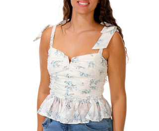 Thumbnail 2: LUSH Juniors' Tie Sleeve Floral Smock Tank 